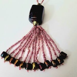 Elegant Pink and Gold Beaded Necklace
